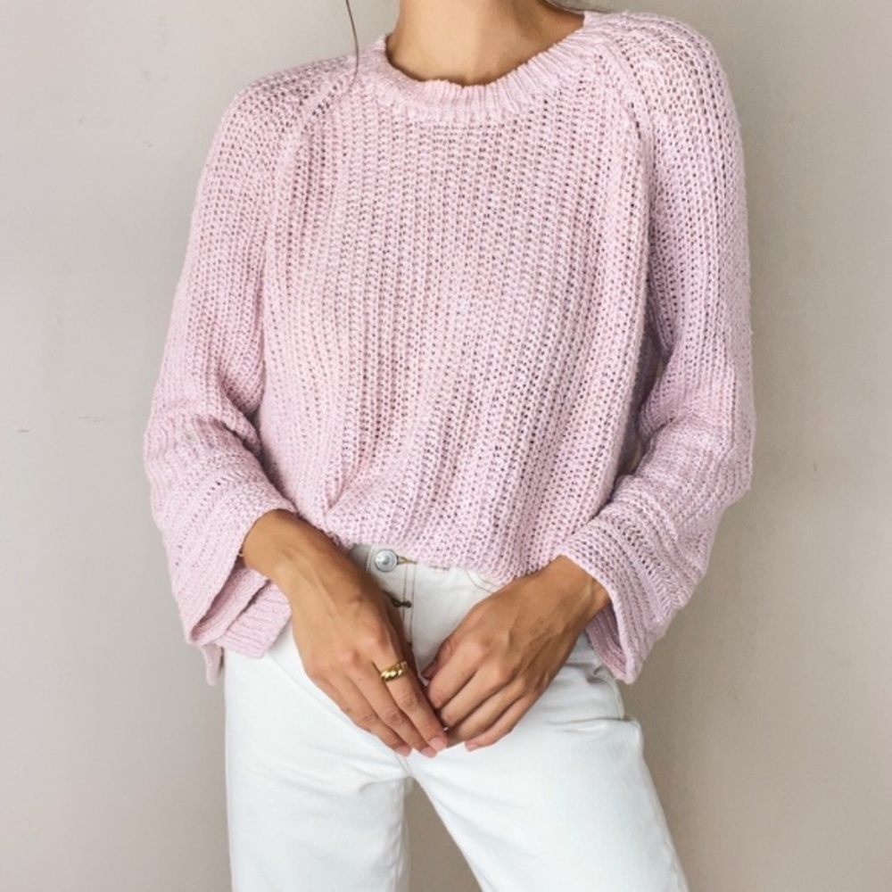 Madewell Open Knit light pink scoop neck Sweater